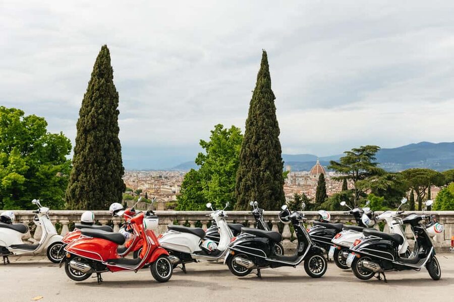 From Florence: Tuscan Countryside Vespa Tour with Tastings - The tasting break on a private terrace with prosciutto, cheese, and Chianti