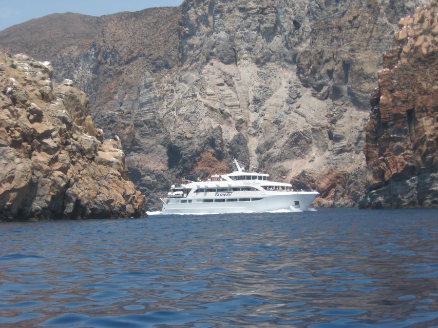 From Taormina: Lipari and Vulcano Mini Cruise Aeolian Tour - The return cruise loop: Faraglioni, Horse Cave, and Mermaid’s Rock