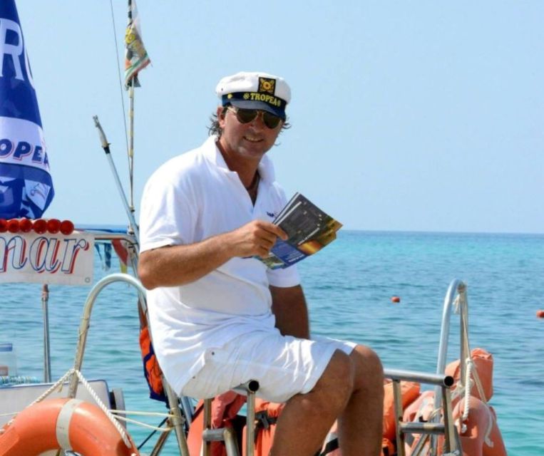 From Tropea: Capo Vaticano boat tour with snorkel & aperitif - Music, dancing, and comfort onboard: fun factor is real
