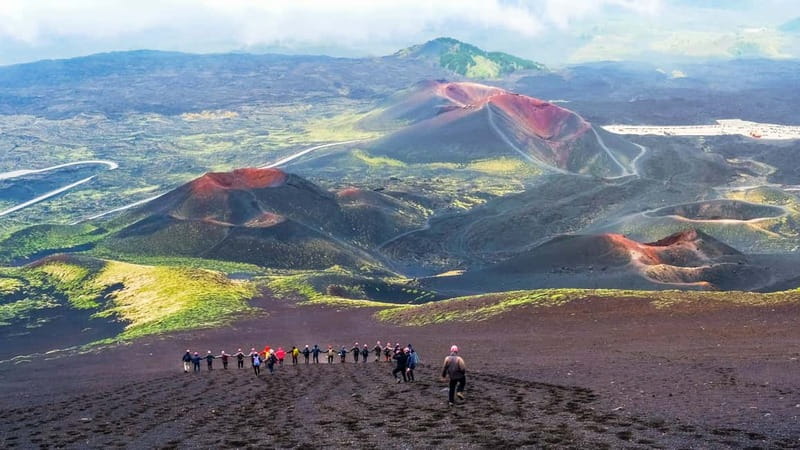 Mount Etna: Trek to 3000m with cable car and jeep - The lava channel and the 2002 vent stop