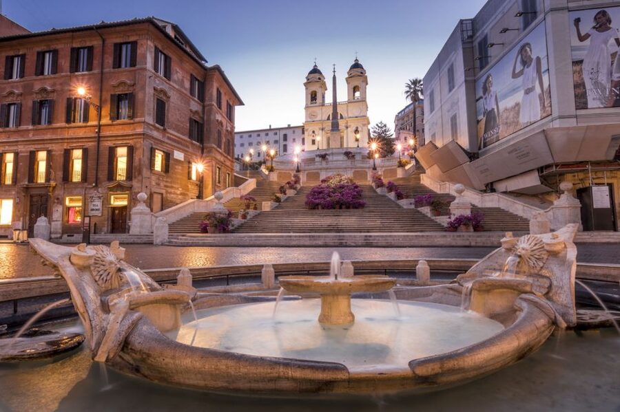 Rome: Guided City Center Evening Sightseeing Walking Tour - Spanish Steps and Barcaccia Fountain in golden hour