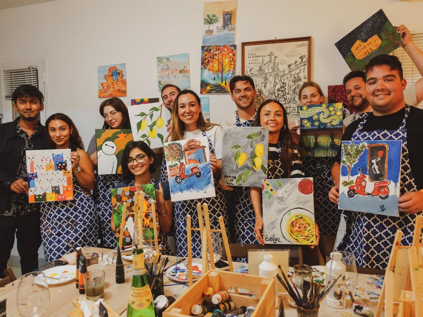 Rome: Tipsy Painting Class with Fine Wine and Arts - Small Group Size and Group Chemistry