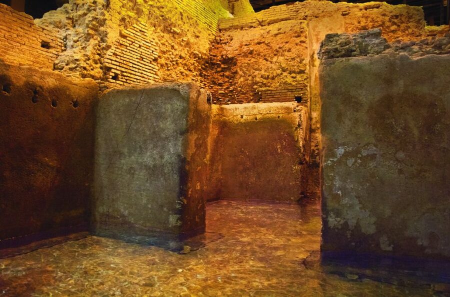 Rome: Trevi Fountain District Underground Domus Guided Tour - Polychrome marble, coins, amphorae, and Alessandro Helios