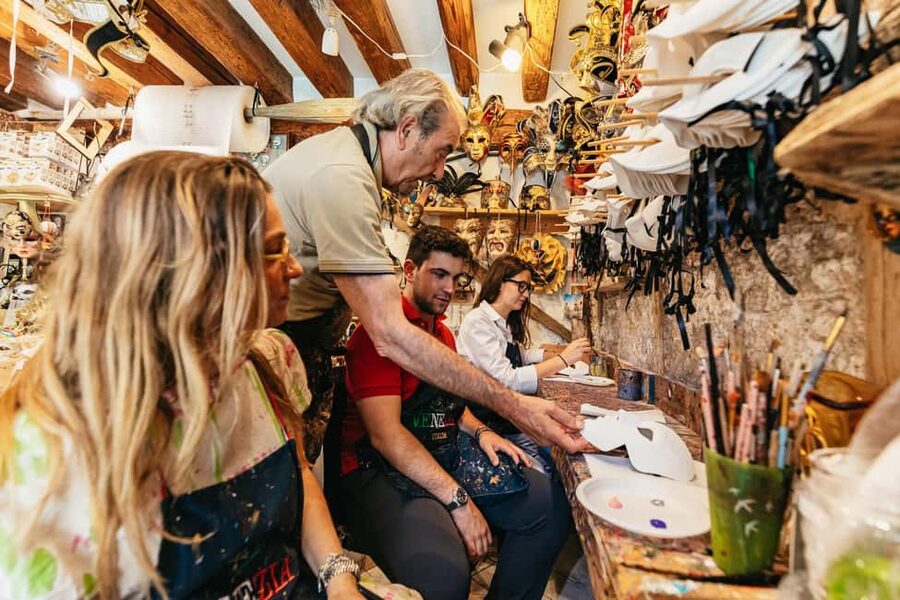 Venice: Carnival Mask Workshop - The hour itself: painting steps, drying, and finishing detail