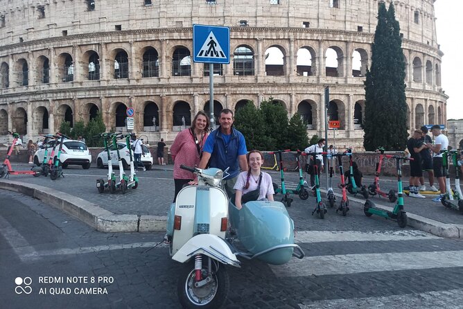 Vespa Sidecar Tour at Day/Night with Pickup - Piazza Venezia to Colosseum: big squares, quick context, and great first photos
